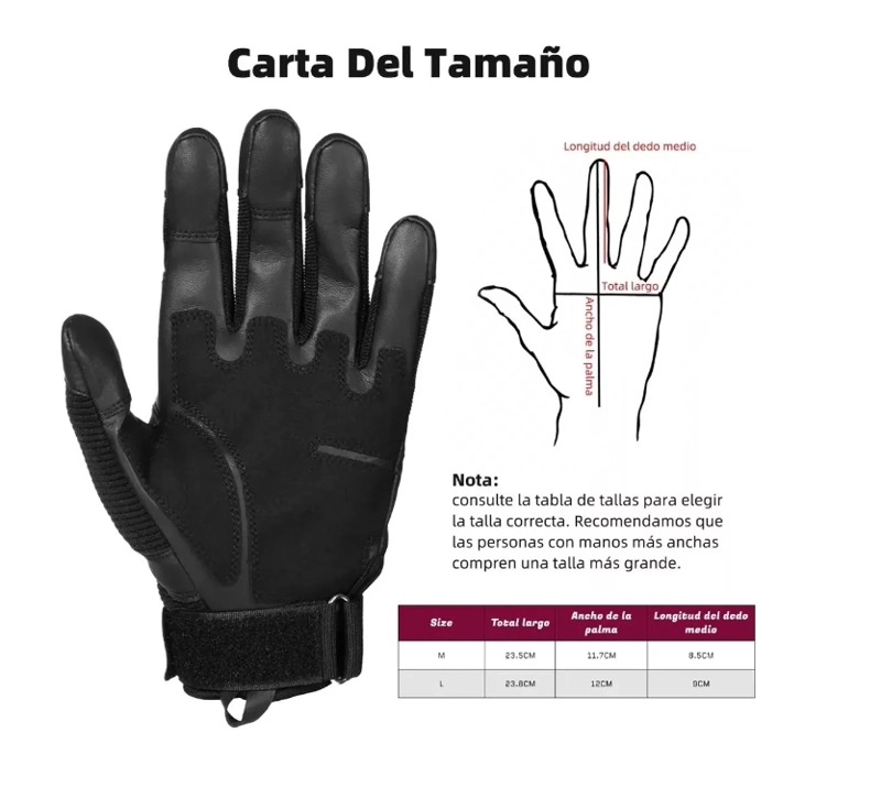 GUANTES CUERO RIQUI NEGRO CON PANTALLA TÁCTIL PARA MOTOCICLETA - 4