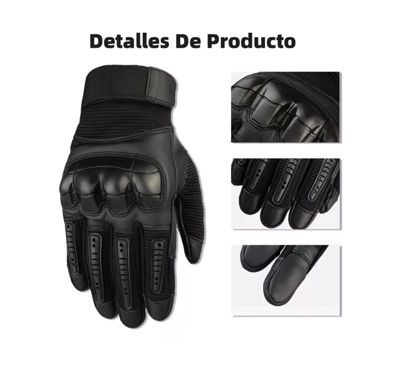 GUANTES CUERO RIQUI NEGRO CON PANTALLA TÁCTIL PARA MOTOCICLETA - 5