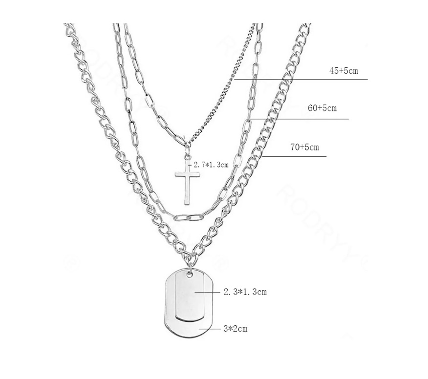 CADENA RIQUI ACERO COLLAR UNISEX ESTILO HIP HOP COLGANTES 3 EN 1 - 3