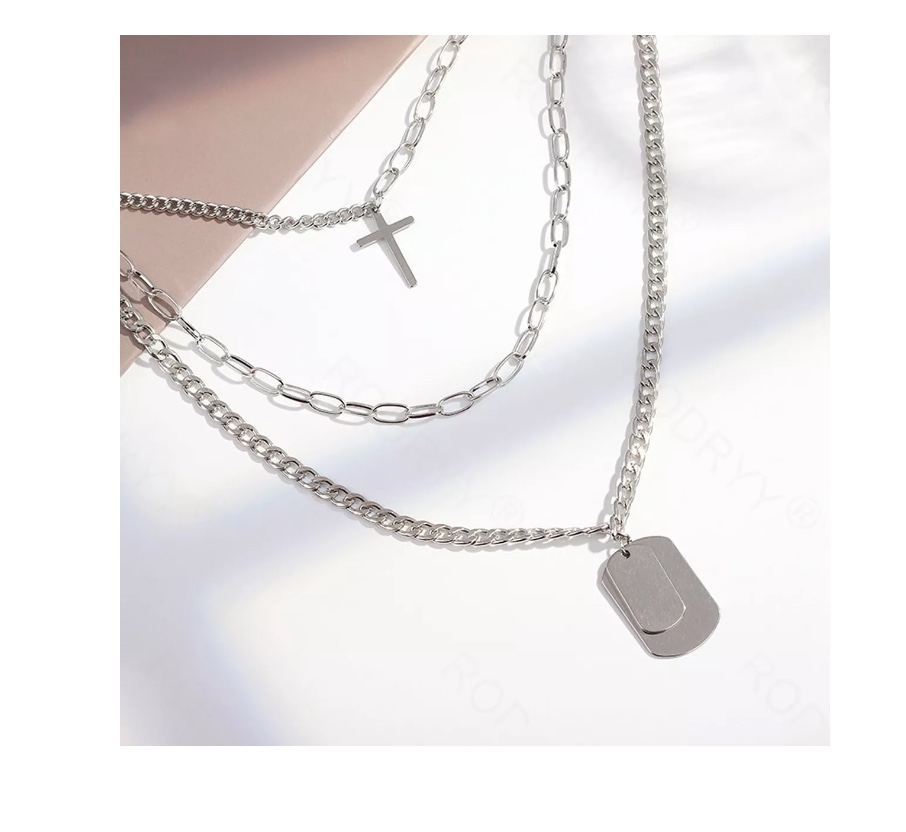 CADENA RIQUI ACERO COLLAR UNISEX ESTILO HIP HOP COLGANTES 3 EN 1 - 6