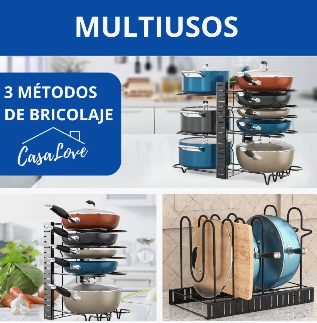 Organizador Cocina Ollas Tapas Sartenes 8 Estante - 3