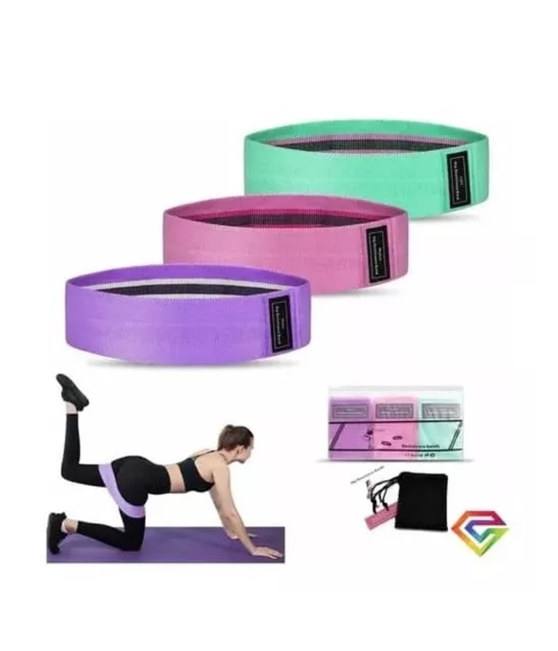 BANDAS ELÁSTICAS RIQUI EJERCICIO PRO 3 PCS DE TELA CON BOLSO YOGA GIANPA - 1