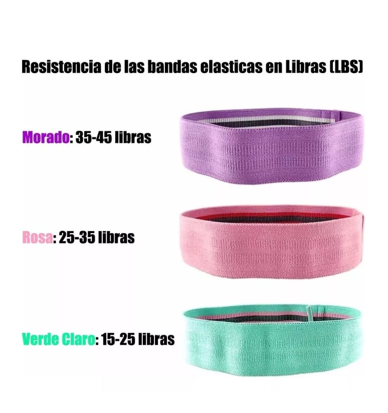 BANDAS ELÁSTICAS RIQUI EJERCICIO PRO 3 PCS DE TELA CON BOLSO YOGA GIANPA - 4