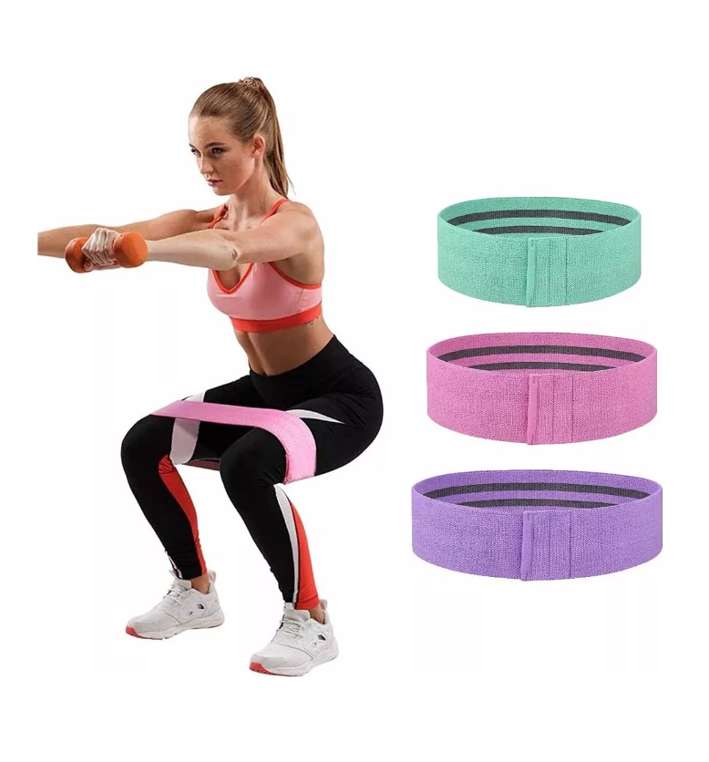 BANDAS ELÁSTICAS RIQUI EJERCICIO PRO 3 PCS DE TELA CON BOLSO YOGA GIANPA - 5