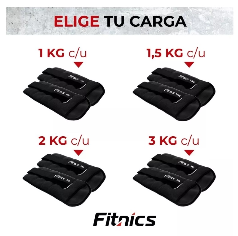 PESAS DE TOBILLO RIQUI ACERO TOBILLERA MUÑECA SET 2 DE 1KG C/U TOTAL 2KG FITNICS - 4