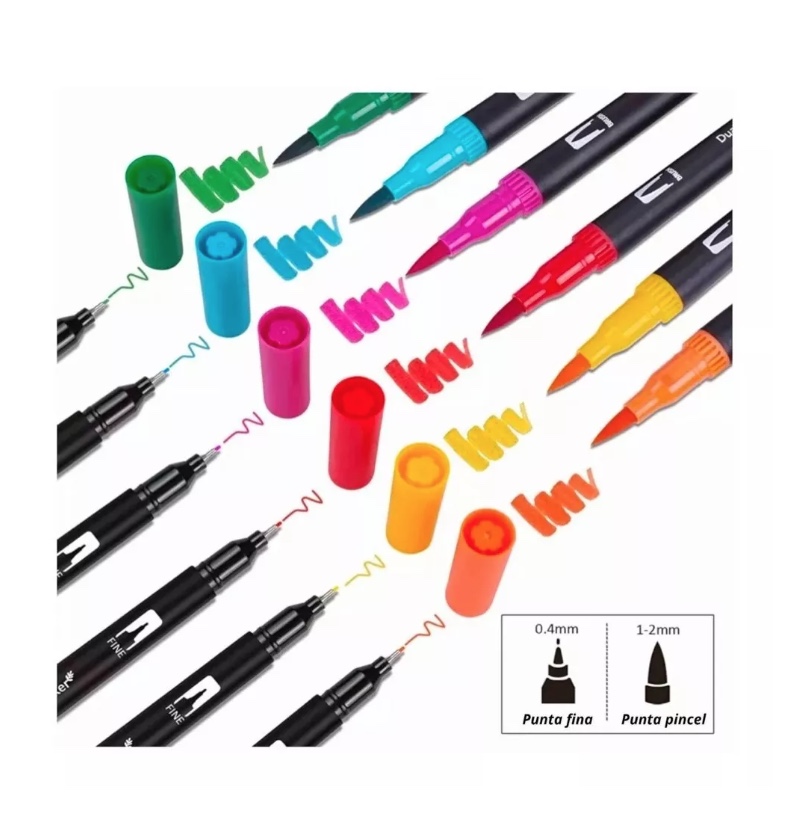 MARCADORES RIQUI DE DOBLE PUNTA TIPO PINCEL 60 COLORES - 6