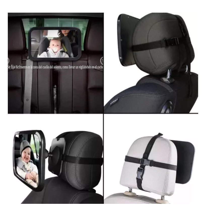 ESPEJO RIQUI RETROVISOR AUTO SEGURIDAD NIÑOS NEGRO - 5