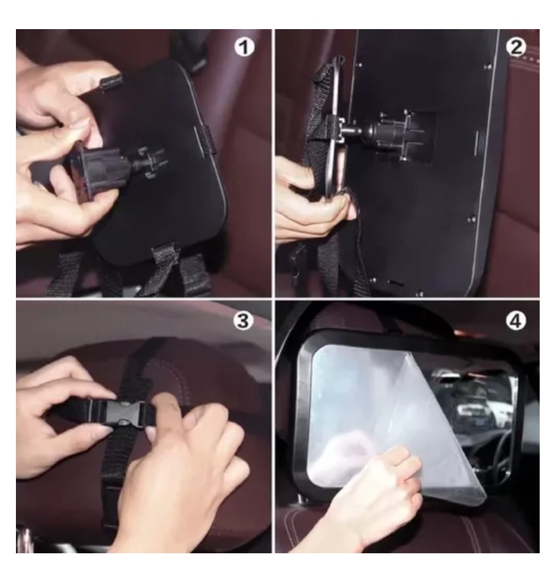 ESPEJO RIQUI RETROVISOR AUTO SEGURIDAD NIÑOS NEGRO - 6