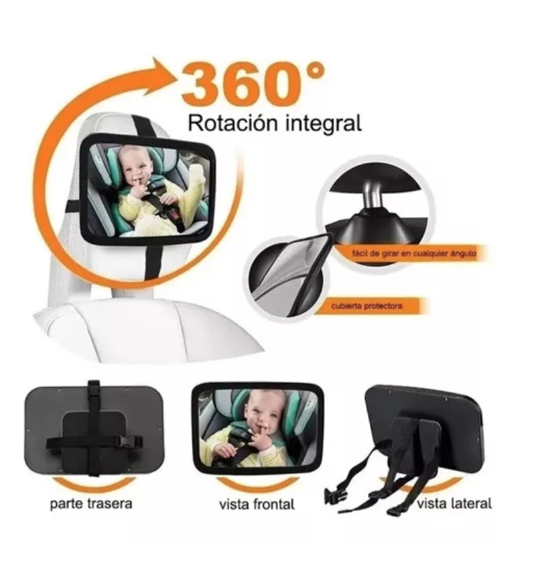 ESPEJO RIQUI RETROVISOR AUTO SEGURIDAD NIÑOS NEGRO - 8