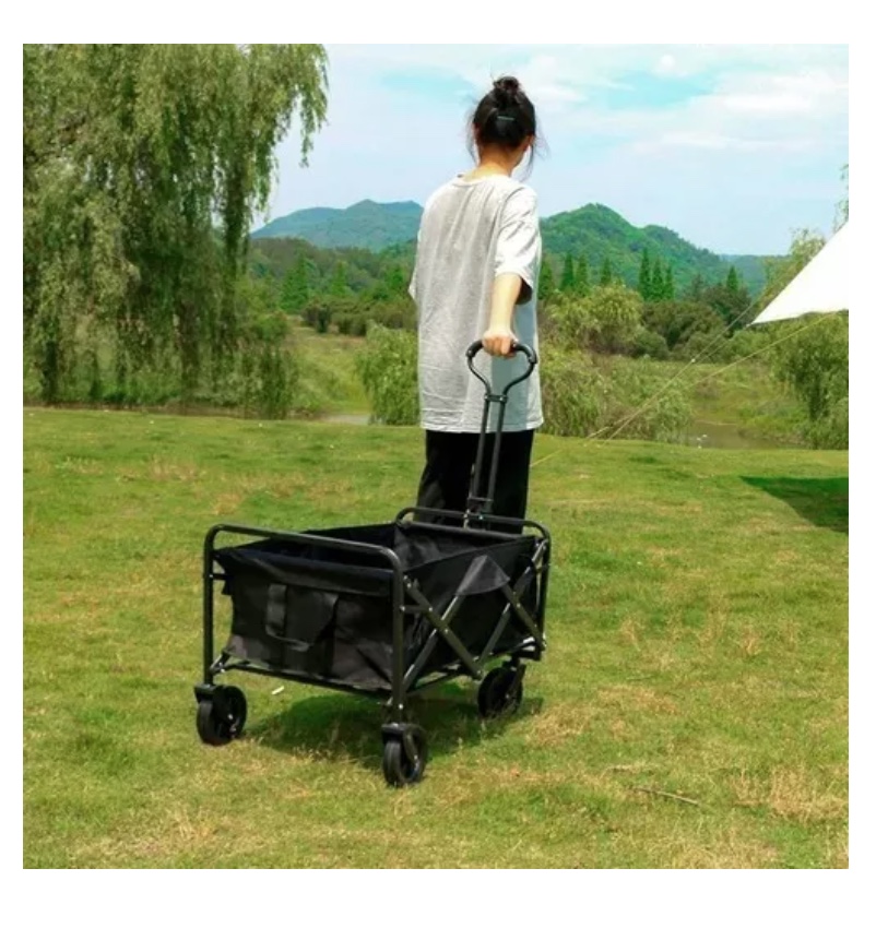 CARRITO PARA COMPRAS RIQUI PLEGABLE IDEAL PARA EL CAMPING PRO MAX COLOR NEGRO - 3