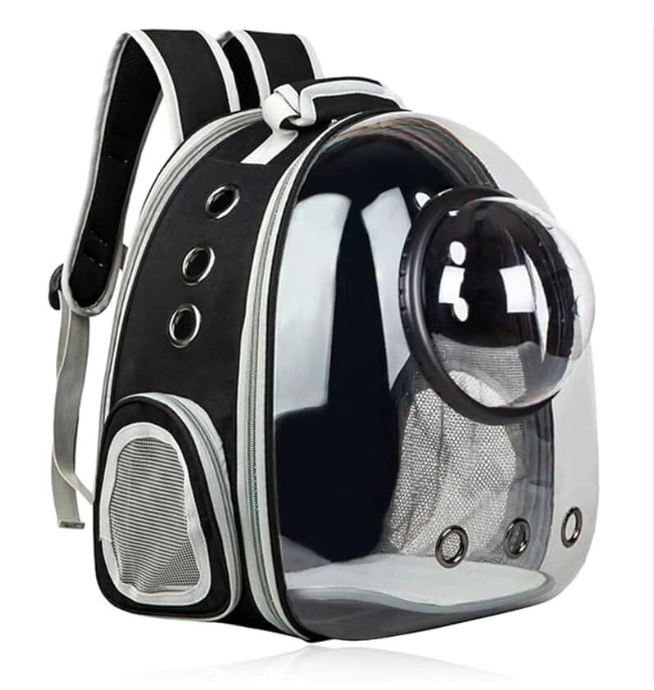 MOCHILA TRANSPORTADORA PERROS GATOS BOLSO TRANSPARENTE RIQUI - 2