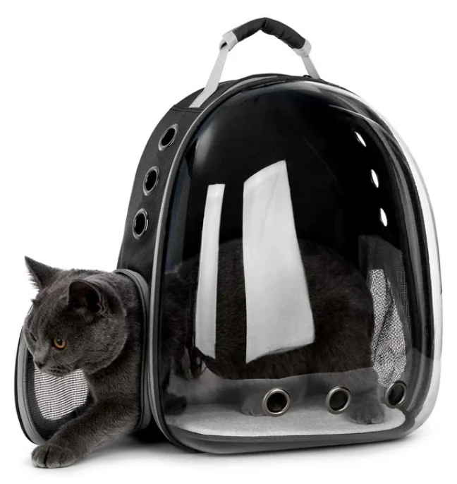 MOCHILA TRANSPORTADORA PERROS GATOS BOLSO TRANSPARENTE RIQUI - 3