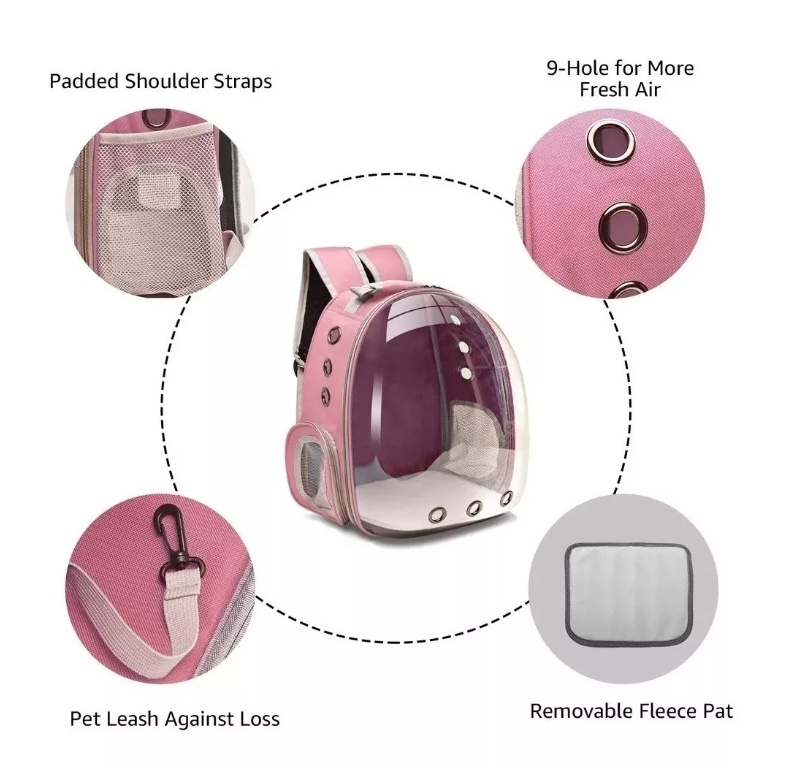BOLSO TRANSPORTADOR MASCOSTAS MOCHILA PORTA RIQUI ROSADO - 4
