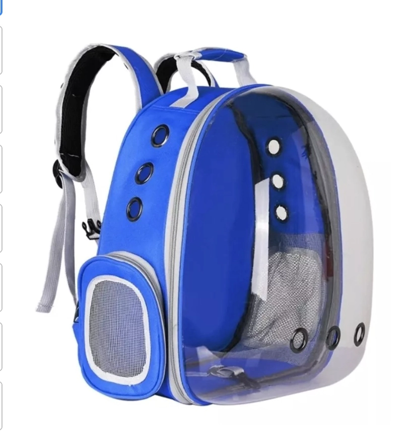 MOCHILA TRANSPORTADORA PERROS GATOS BOLSO TRANSPARENTE RIQUI - 1