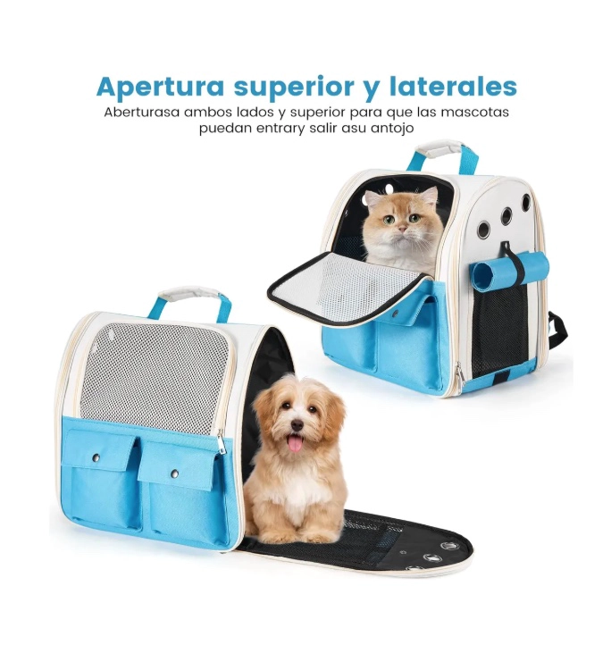 MOCHILA TRANSPORTADORA PERROS GATOS BOLSO TRANSPARENTE RIQUI S - 4