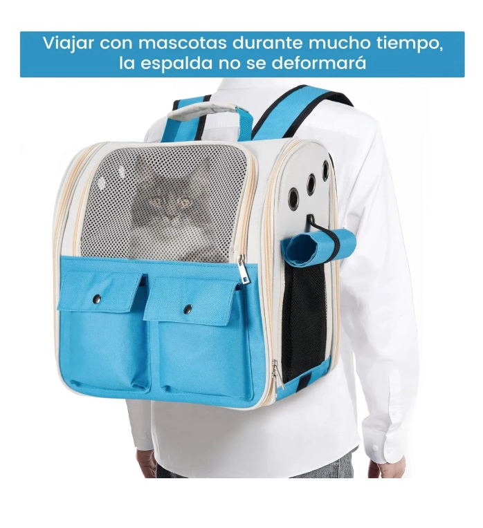 MOCHILA TRANSPORTADORA PERROS GATOS BOLSO TRANSPARENTE RIQUI S - 5