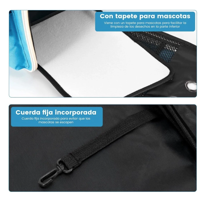 MOCHILA TRANSPORTADORA PERROS GATOS BOLSO TRANSPARENTE RIQUI S - 8