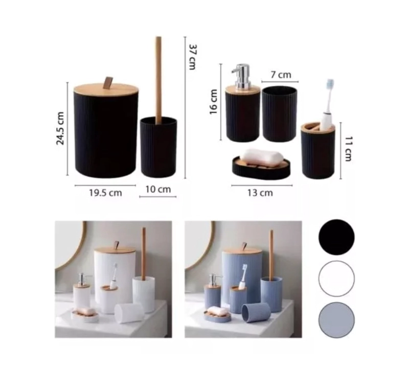 JUEGO SET DE ACCESORIOS DE BAÑO 6 PIEZAS - 4
