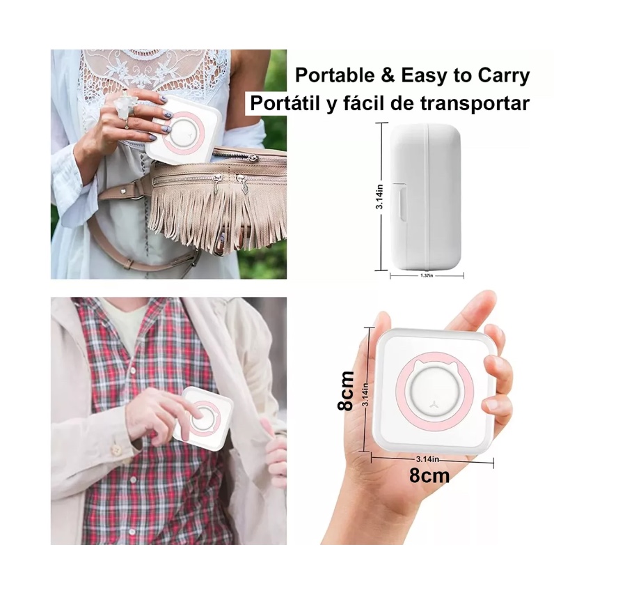 MINI IMPRESORA TÉRMICA PORTÁTIL BLUETOOTH + 13 ROLL PAPEL - 3