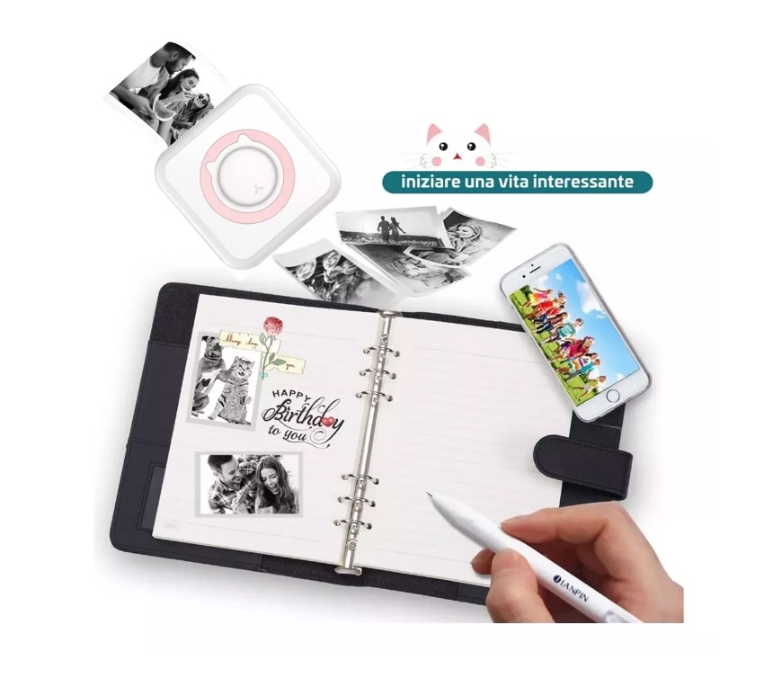 MINI IMPRESORA TÉRMICA PORTÁTIL BLUETOOTH + 13 ROLL PAPEL - 6