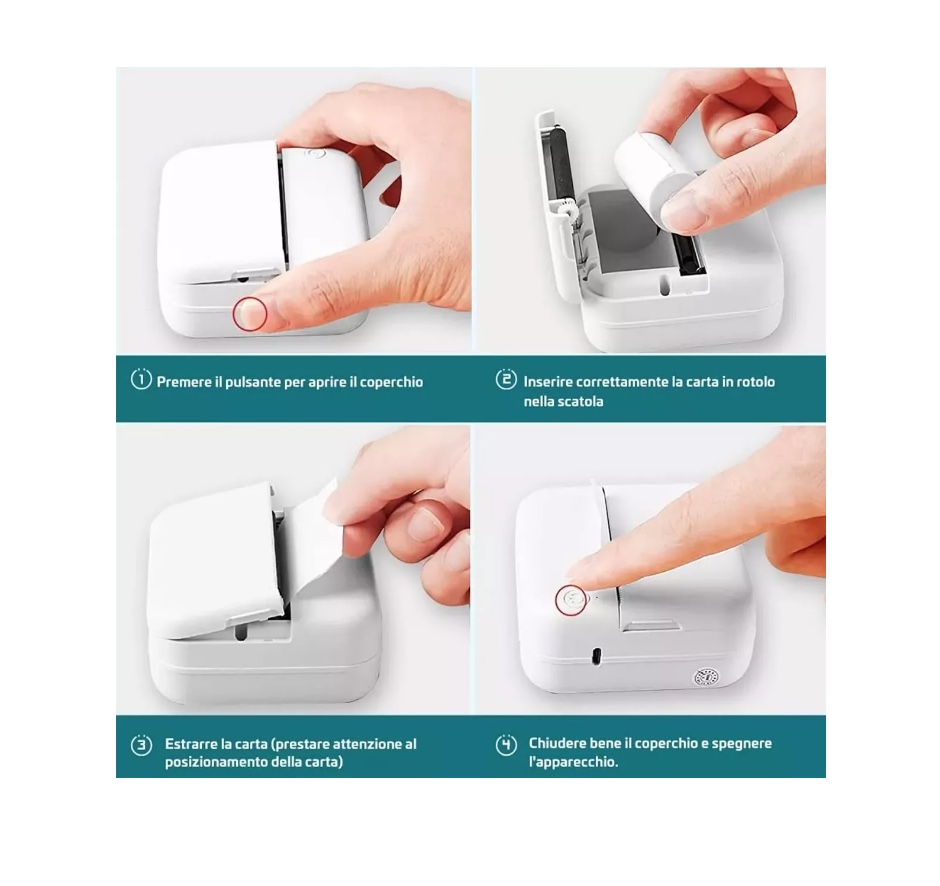 MINI IMPRESORA TÉRMICA PORTÁTIL BLUETOOTH + 13 ROLL PAPEL - 7