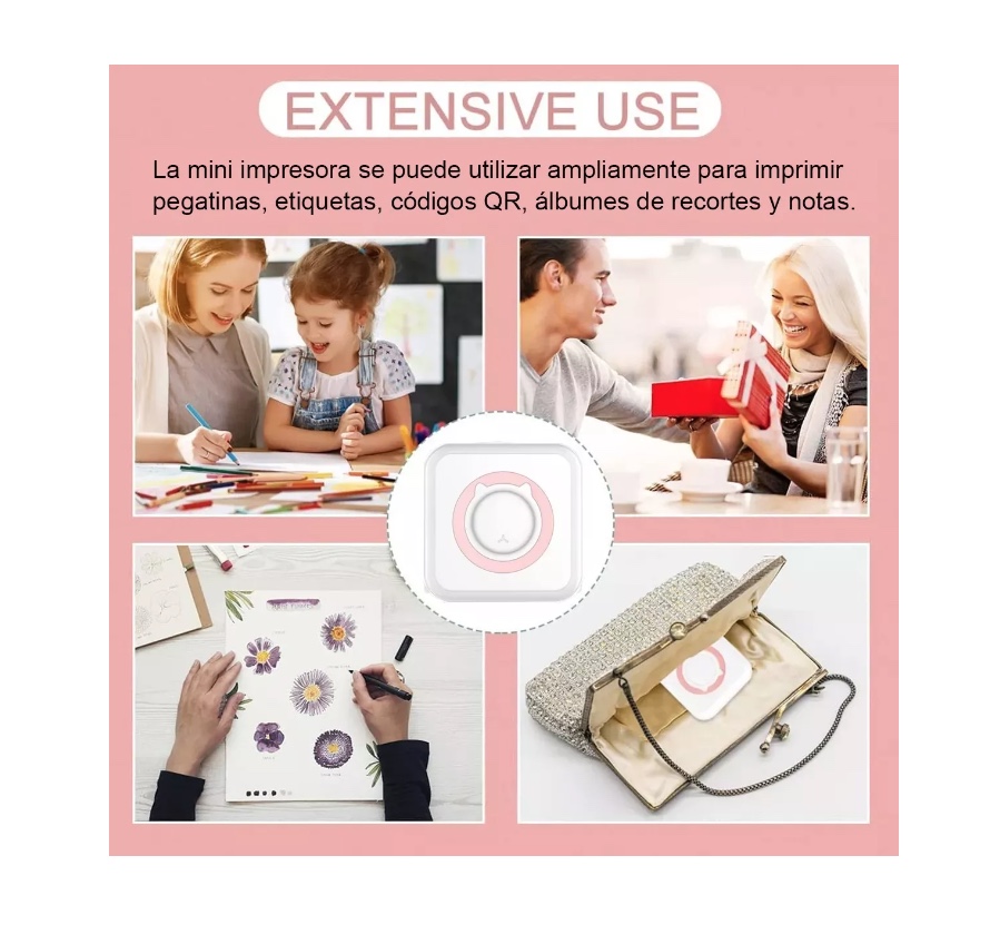 MINI IMPRESORA TÉRMICA PORTÁTIL BLUETOOTH + 13 ROLL PAPEL - 8