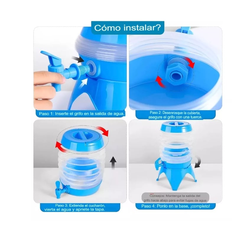 CONTENEDOR DE AGUA RIQUI PLEGABLE DISPENSADOR DE AGUA 3.5 LITROS - 2