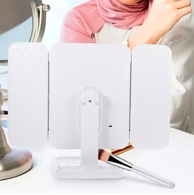 ESPEJO RIQUI TOCADOR MAQUILLAJE PROFESIONAL AUMENTO LED PLEGABLE COLOR BLANCO - 2
