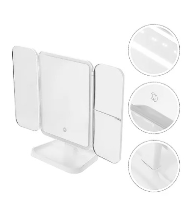 ESPEJO RIQUI TOCADOR MAQUILLAJE PROFESIONAL AUMENTO LED PLEGABLE COLOR BLANCO - 3