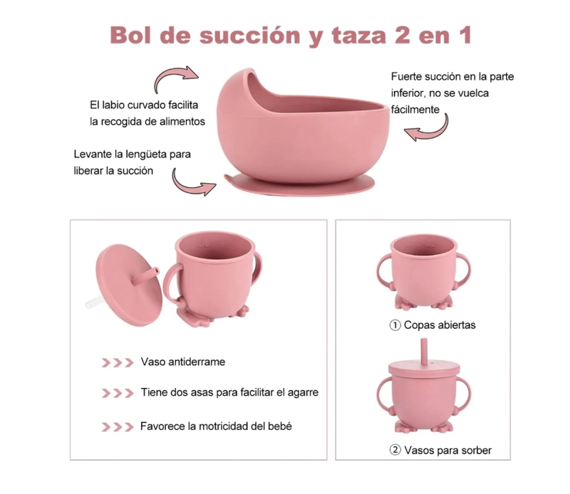 SILICONA RIQUI ANTIDESLIZANTE BEBÉS PLATOS CUENCOS CUCHARAS BURDEO - 3