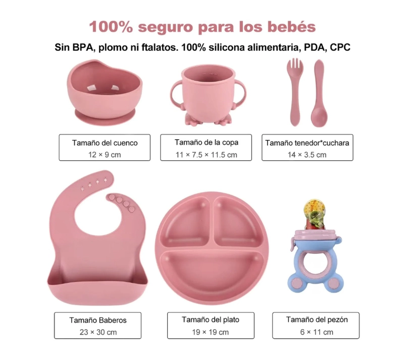 SILICONA RIQUI ANTIDESLIZANTE BEBÉS PLATOS CUENCOS CUCHARAS BURDEO - 4