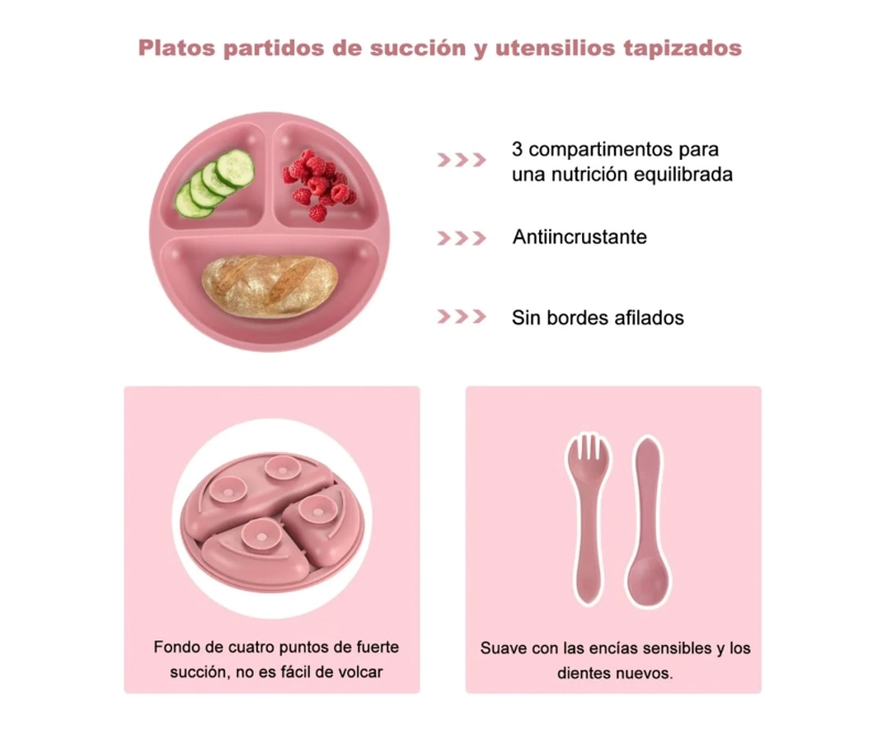 SILICONA RIQUI ANTIDESLIZANTE BEBÉS PLATOS CUENCOS CUCHARAS BURDEO - 5
