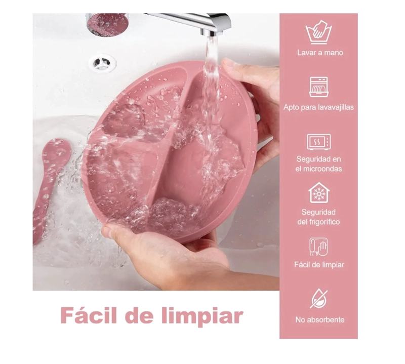 SILICONA RIQUI ANTIDESLIZANTE BEBÉS PLATOS CUENCOS CUCHARAS BURDEO - 6