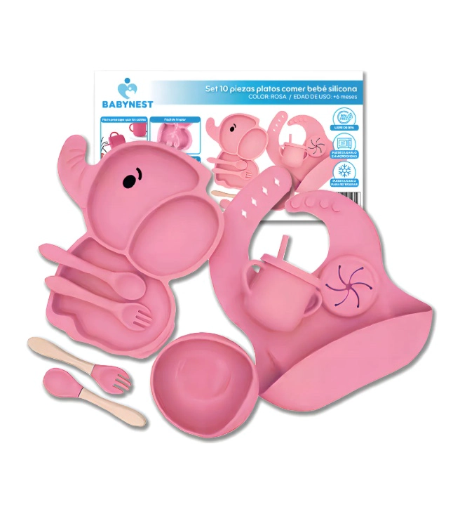 JUEGO ALIMENTACIÓN RIQUI SILICONA ANTIDESLIZANTE BEBÉS 8 PZ TURQUESA - 1