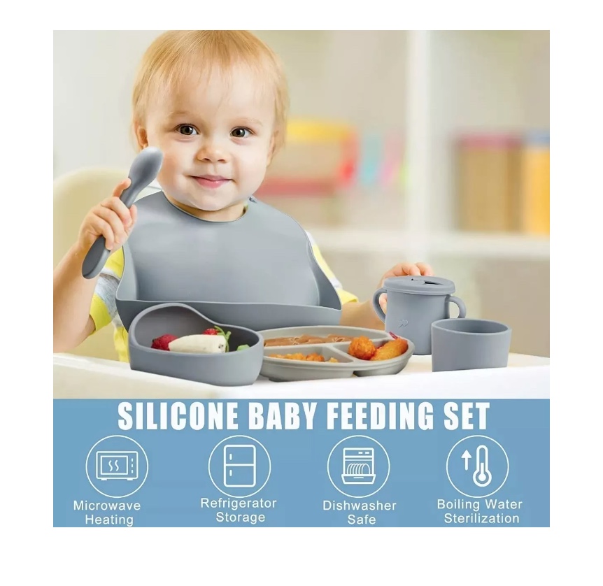 PLATO RIQUI INFANTIL BEBÉS VAJILLA COMIDA SILICONA A SALVO AMARILLO - 5