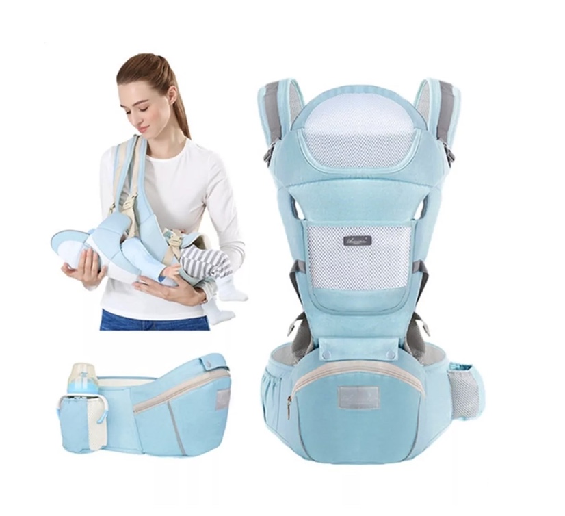 MOCHILA RIQUI PORTA BEBÉS ERGONÓMICA ASIENTO MULTIFUNCIONAL 6 EN 1 AZUL - 1
