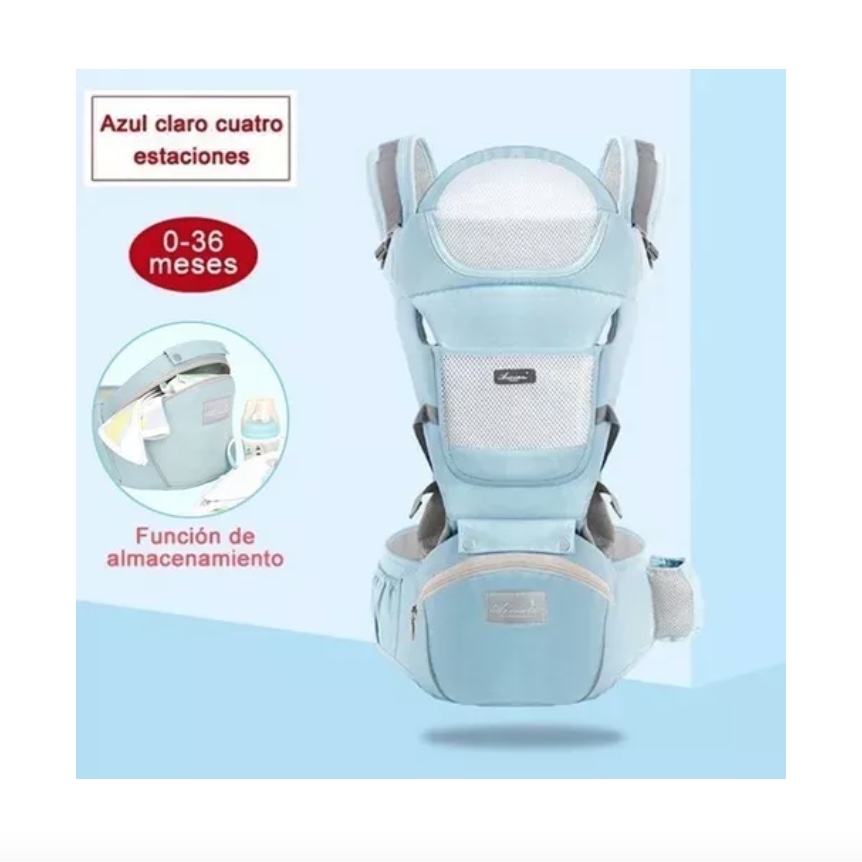 MOCHILA RIQUI PORTA BEBÉS ERGONÓMICA ASIENTO MULTIFUNCIONAL 6 EN 1 AZUL - 2