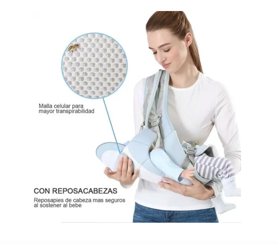 MOCHILA RIQUI PORTA BEBÉS ERGONÓMICA ASIENTO MULTIFUNCIONAL 6 EN 1 AZUL - 5