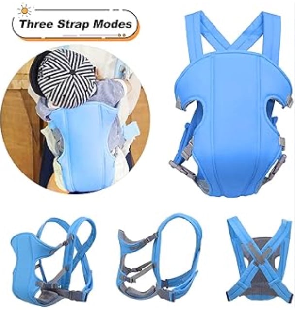 MOCHILA RIQUI PORTABEBÉS ACOLCHADO CANGURO AJUSTABLE CELESTE - 1