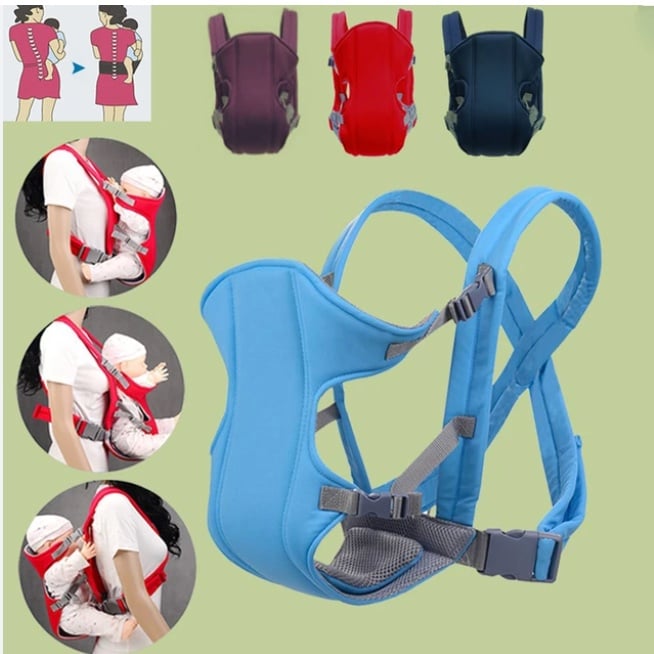 MOCHILA RIQUI PORTABEBÉS ACOLCHADO CANGURO AJUSTABLE CELESTE - 2
