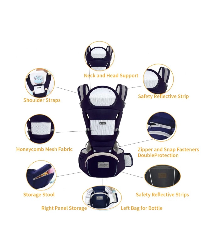MOCHILA RIQUI PORTA BEBÉS ERGONÓMICA ASIENTO MULTIFUNCIONAL 6 EN 1 ROSA - 3