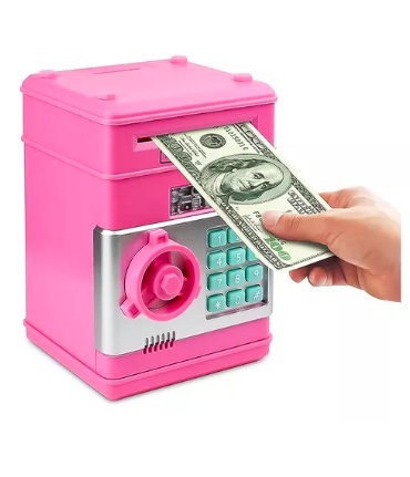 ALCANCIA ELECTRONICA RIQUI ROSADO TIPO CAJA FUERTE - 3