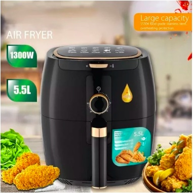 FREIDORA AIRE SIN ACEITE RAF 5.5L 1300W HLC HOME COLOR NEGRO - 2