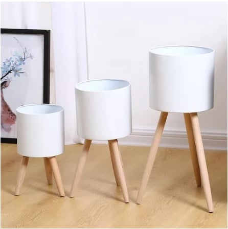 SET RIQUI 3 FLOREROS DECORATIVOS METÁLICOS PEDESTAL MACETEROS METAL - 1