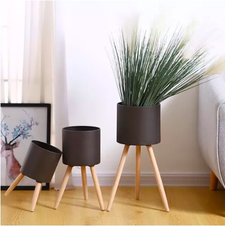 SET RIQUI 3 FLOREROS DECORATIVOS METÁLICOS PEDESTAL MACETEROS AGREGAR A FAVORITOS METAL - 1