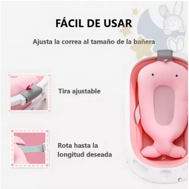 BAÑERA RIQUI PLEGABLE + COJÍN GRANDE REFORZADO ROSADO - 5
