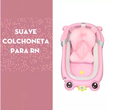 BAÑERA RIQUI PLEGABLE + COJÍN GRANDE REFORZADO ROSADO - 6