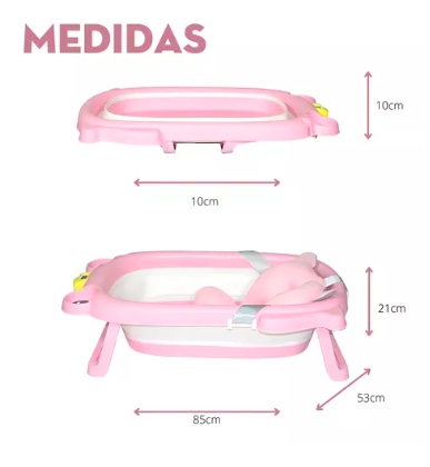BAÑERA RIQUI PLEGABLE + COJÍN GRANDE REFORZADO ROSADO - 7