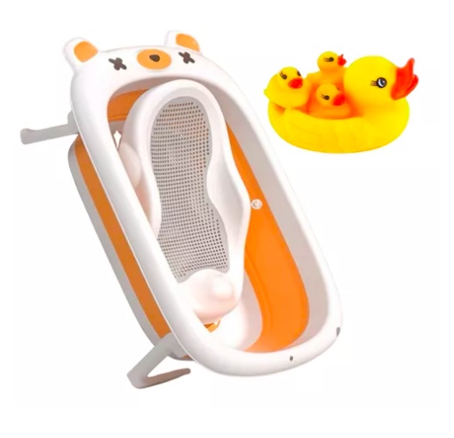 BAÑERA RIQUI PLEGABLE CON SOPORTE Y JUGUETES - 1