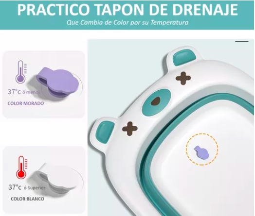 BAÑERA RIQUI PLEGABLE CON SOPORTE Y JUGUETES VERDE CLARO - 5